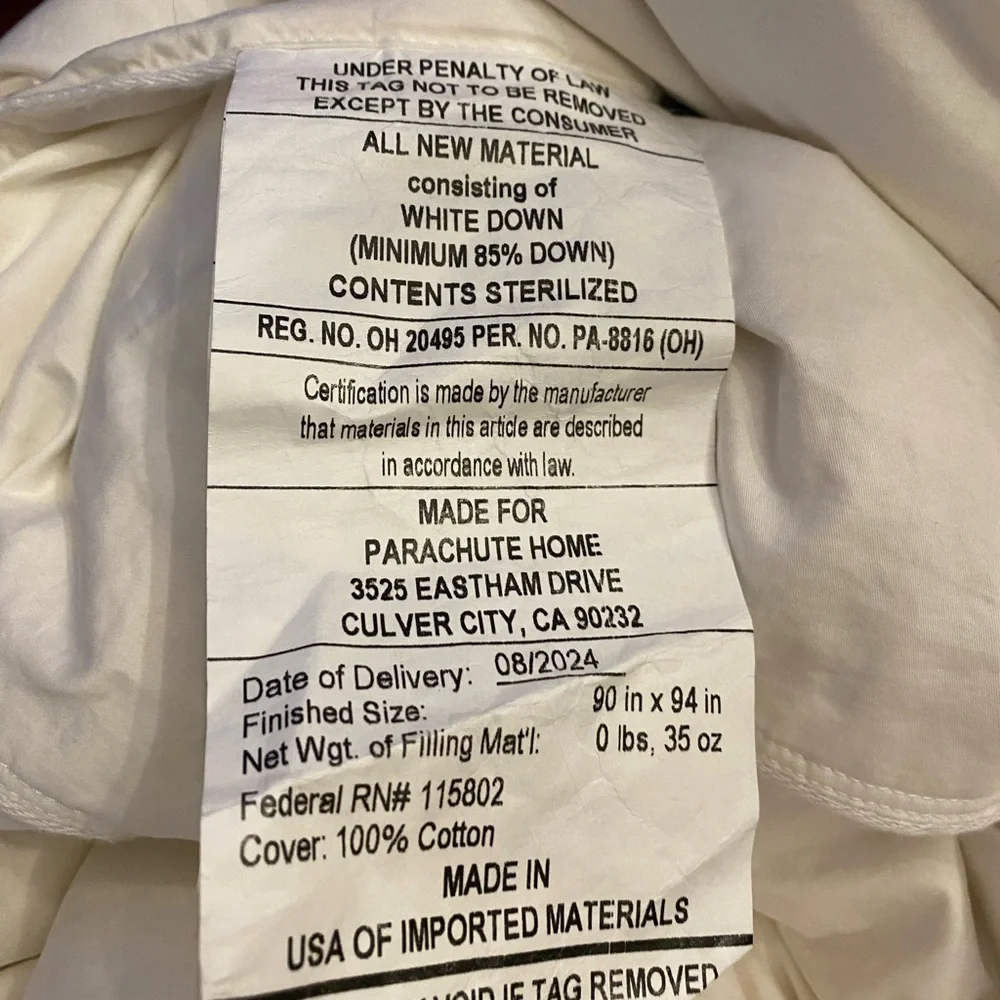 Parachute luxurious comforter